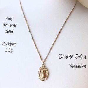 HOLD 14k Tri-tone Gold Medallion Necklace